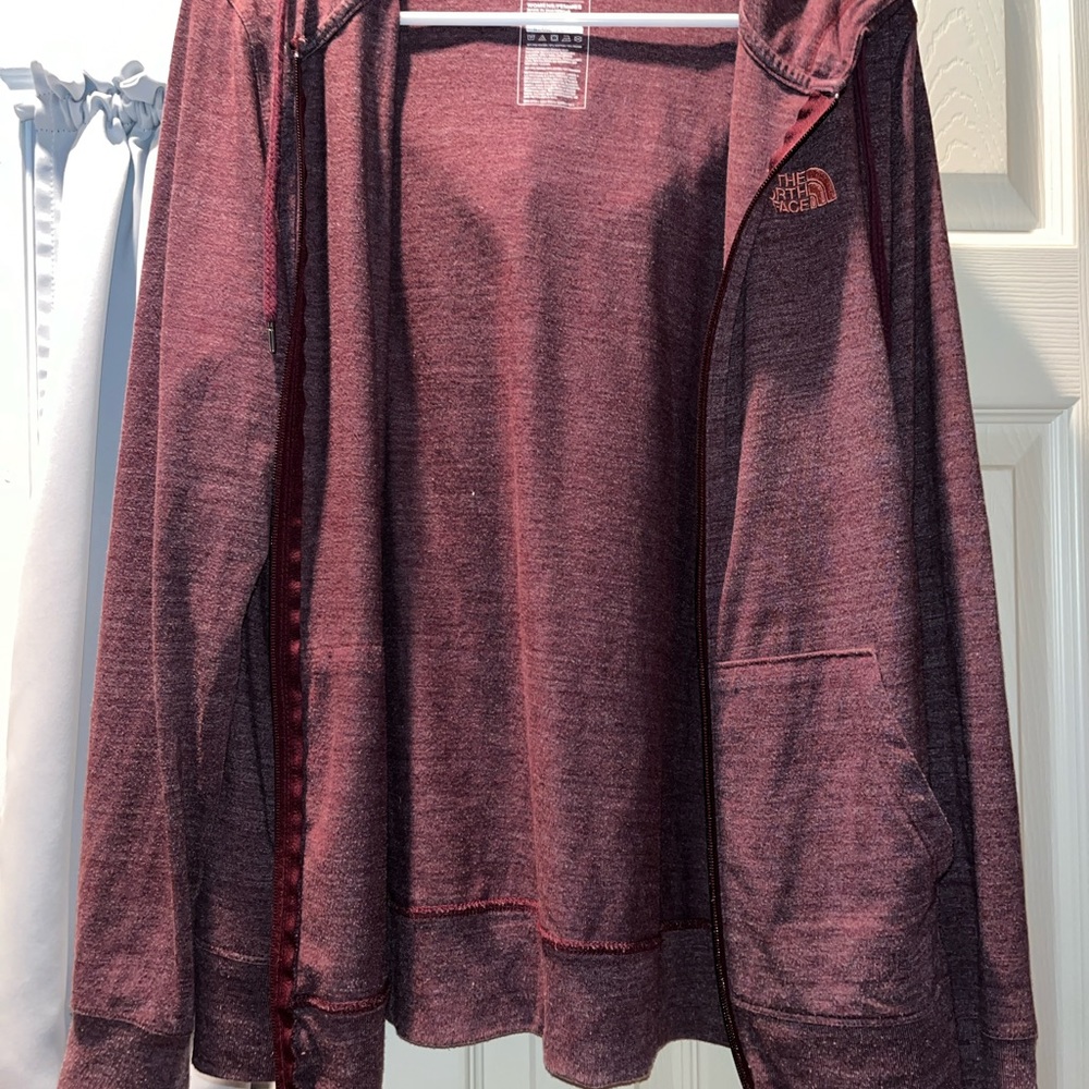 Maroon North Face Zipper Lightweight w/Hood